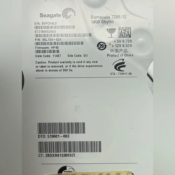 Seagate Barracuda 7200.12 internal hard disk drive HDD   1TB   ST31000528AS #5 - Picture 2 of 9